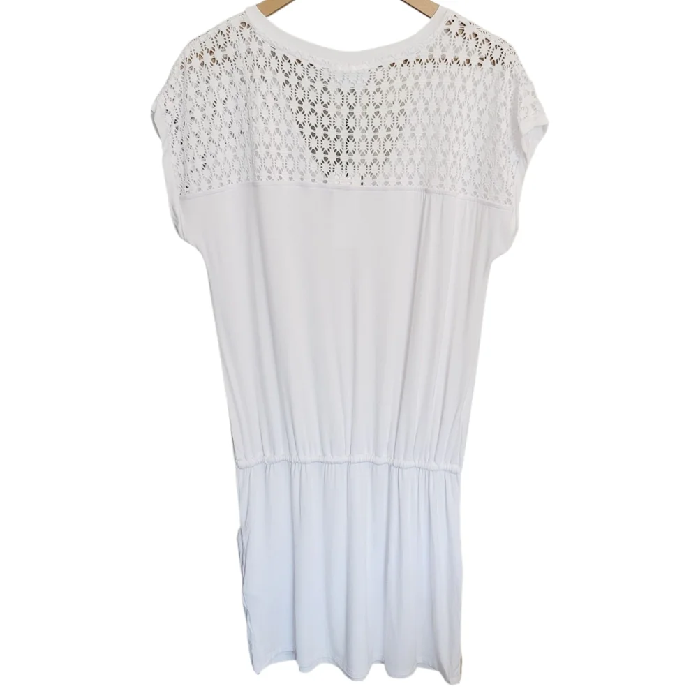 🆕️ Calvin Klein Swimwear Crochet Shoulder Cover Up in White - Size S/M - Picture 10 of 13